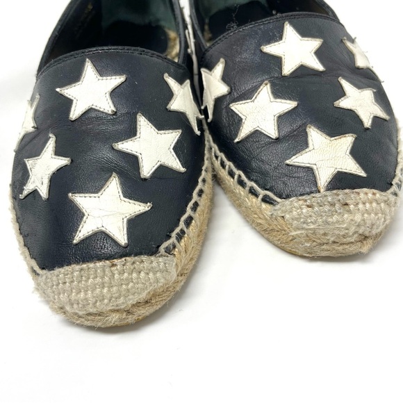 Saint Laurent Black Leather Star Espadrille Flats Size 5/ EU 35 - Picture 12 of 15